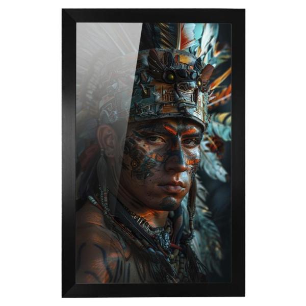 Cuadro Decorativo Diseño Penacho Papel Metálico Textura Brillante 47x34 cm