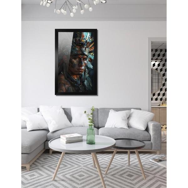 Cuadro Decorativo Diseño Penacho Papel Metálico Textura Brillante 47x34 cm