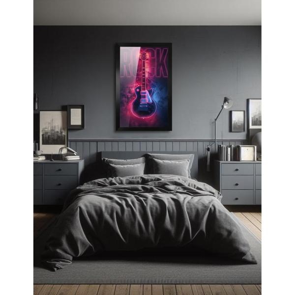 Cuadro Decorativo Diseño Guitarra Papel Metálico Textura Brillante 47x34 cm