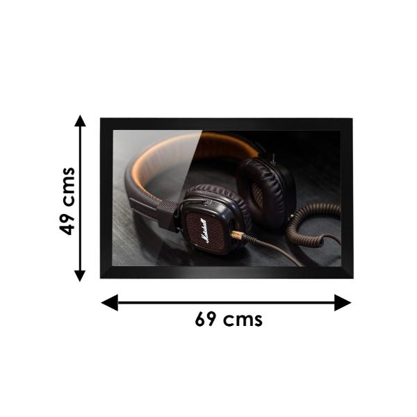 Cuadro Decorativo Diseño Audifonos Papel Metálico Textura Brillante 69x49 cm
