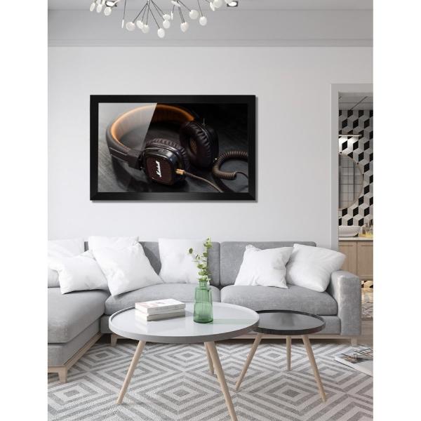 Cuadro Decorativo Diseño Audifonos Papel Metálico Textura Brillante 89x59 cm