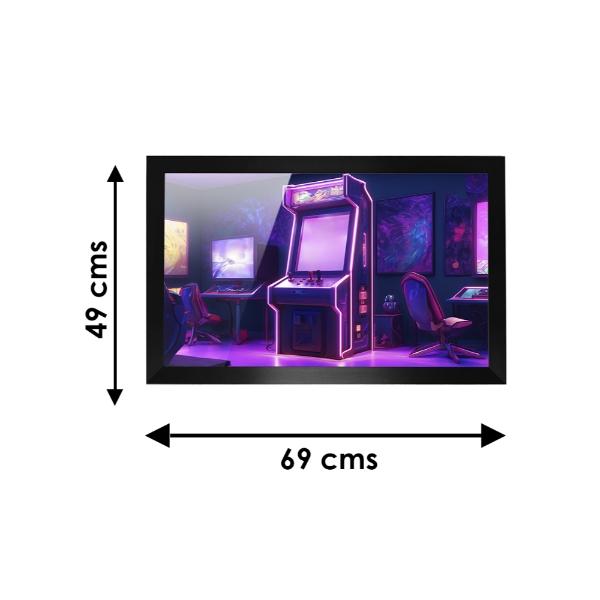 Cuadro Decorativo Diseño Arcade Game Papel Metálico Textura Brillante 69x49 cm