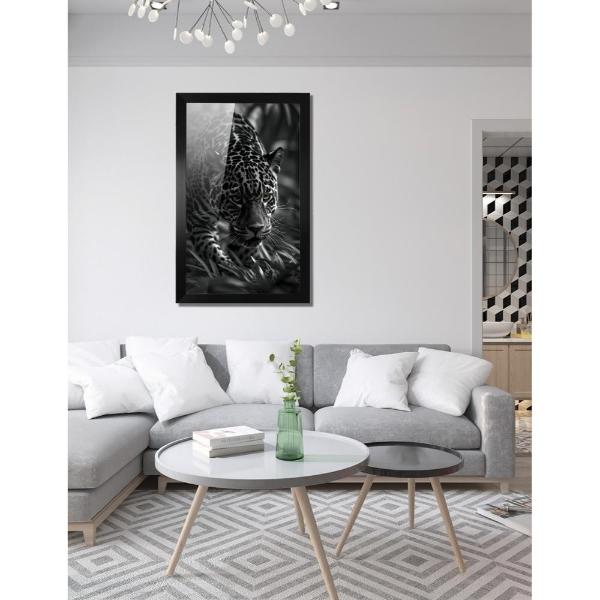 Cuadro Decorativo Diseño Jaguar Papel Metálico Textura Brillante 69x49 cm