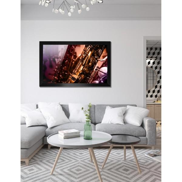 Cuadro Decorativo Diseño Saxofon Papel Metálico Textura Brillante 89x59 cm