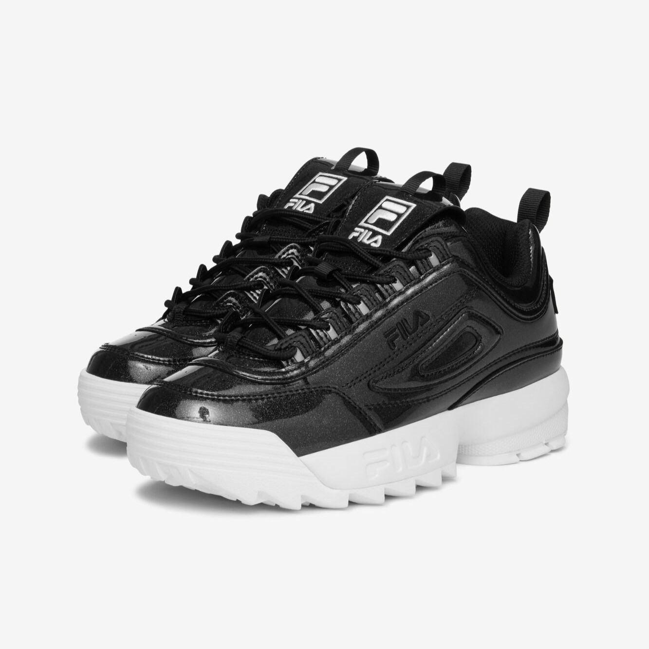 Tenis Fila Disruptor Shine Negro Glitter de Dama Original