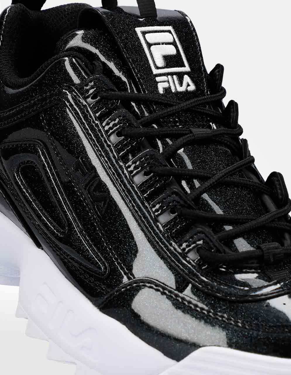 Tenis Fila Disruptor Shine Negro Glitter de Dama Original