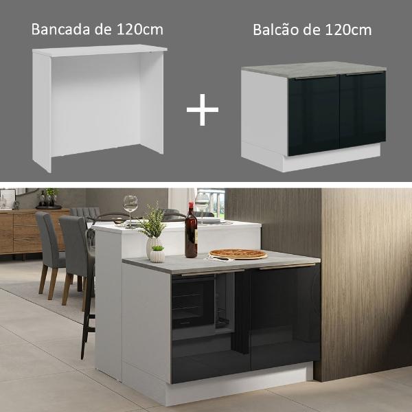 Isla de Cocina con Encimera y Mostrador Madesa Lux 120cm BN
