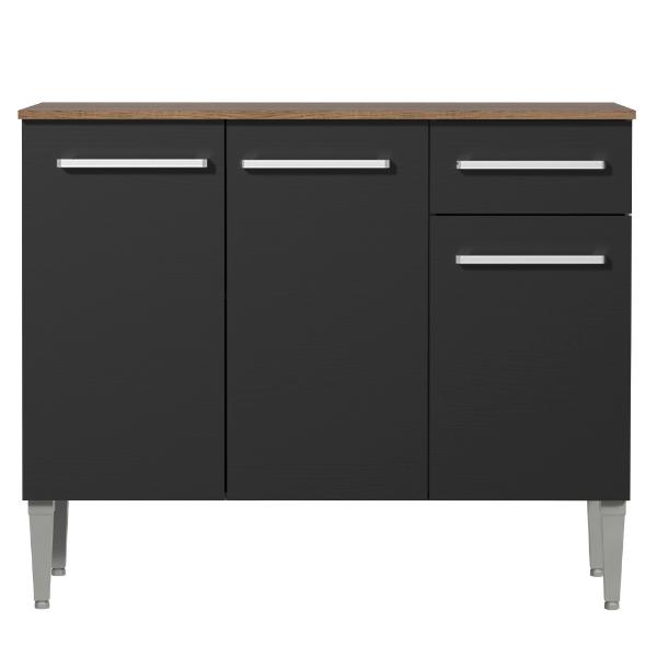 Gabinete Bajo Cocina Madesa Emilly con Tarja Marrón/Negro