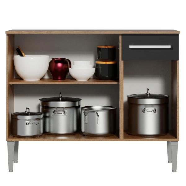 Gabinete Bajo Cocina Madesa Emilly con Tarja Marrón/Negro