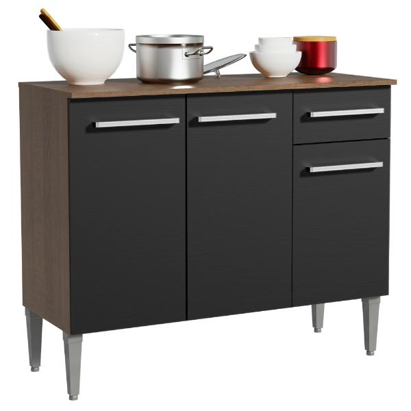 Gabinete Bajo Cocina Madesa Emilly con Tarja Marrón/Negro