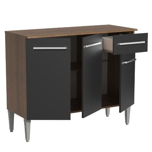 Gabinete Bajo Cocina Madesa Emilly con Tarja Marrón/Negro