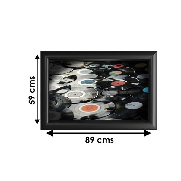 Cuadro Decorativo Diseño Discos Papel Metálico Textura Mate 89x59 cm