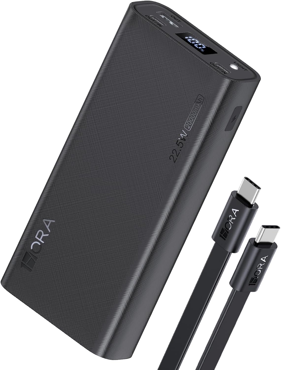 Power Bank 20000mAh, 22.5W Carga Rápida Bateria Portatil, Tipo C Pila Portatil con 3 Puertos USB de 74Wh, Compatible con IP Samsung Xiaomi, con Linterna Incorporado de luz Fuerte, Negro