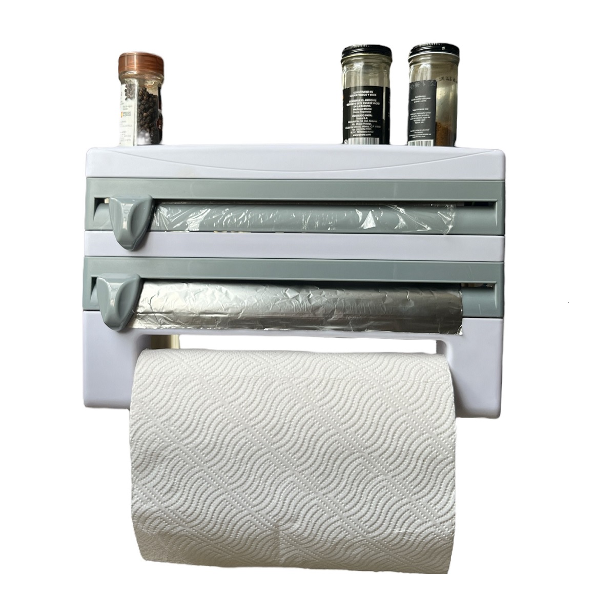Dispensador Organizador 3 En 1 Servitoalla Papel Aluminio Playo Cocina.