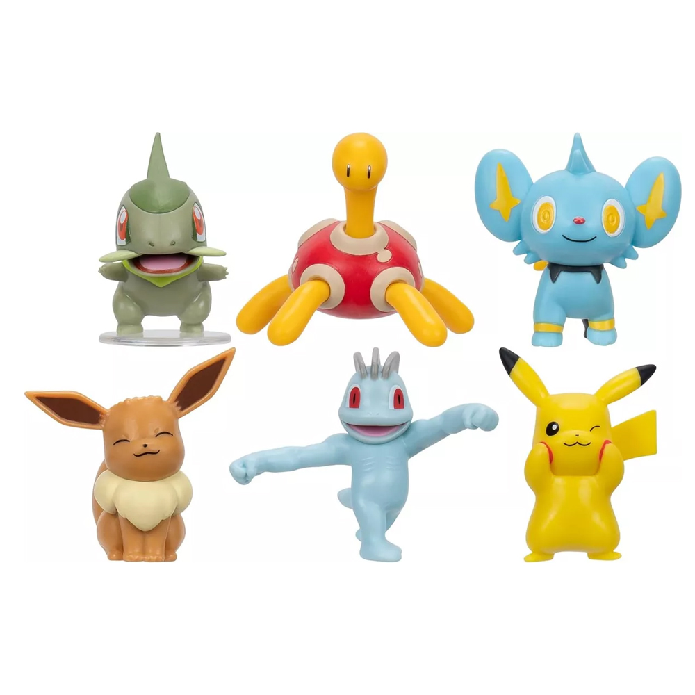 Pokemon Pikachu + Eevee + Axew + Machop 6 pz Multipak