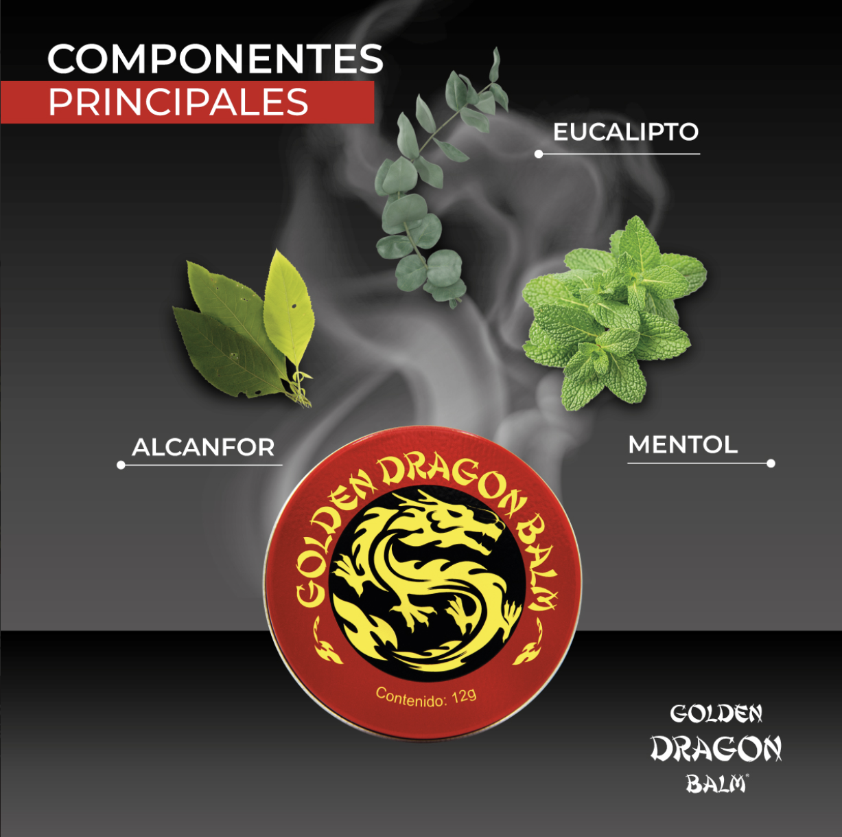 Anahuac Golden Dragon Balm Pomada Herbal Paquete 4 pzas 12g c/u Alivia Dolores Musculares, Articulares y Tensión Corporal, Sensación de Calor Relajante