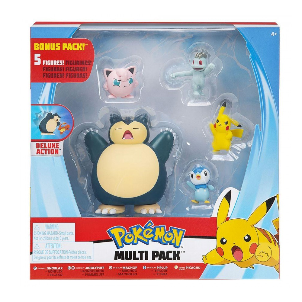 Pokemon Snolrax + Jigglypuff +Machop + Piplup + Pikachu Set 5pz