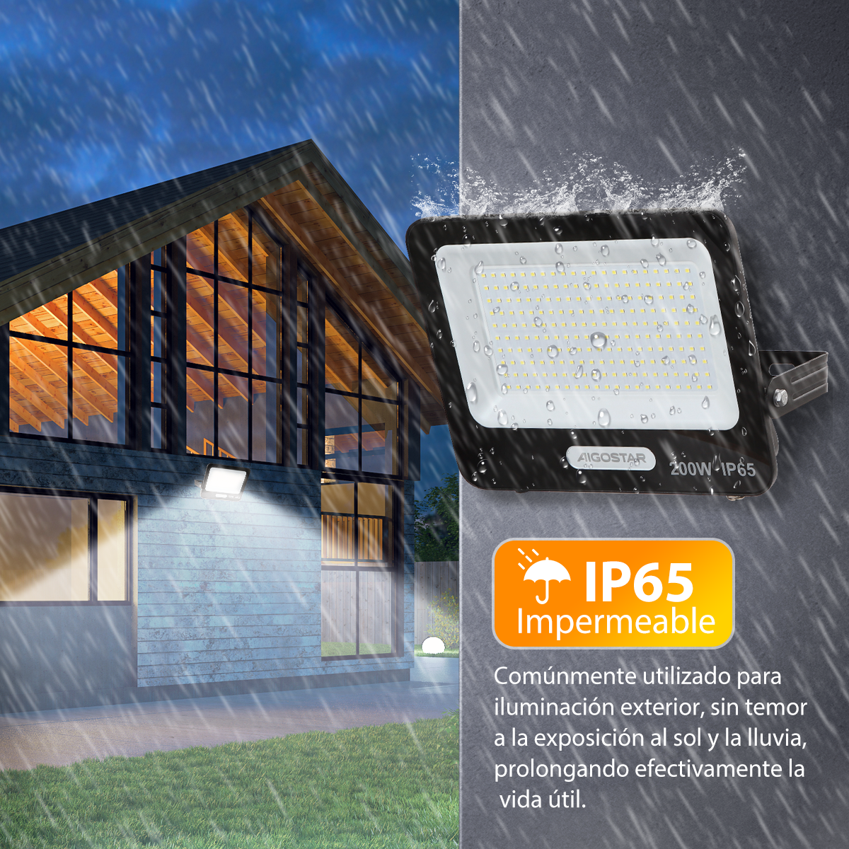 Reflector Led 200w Slim Ip65 Negro Luz Blanco Frio Exterior
