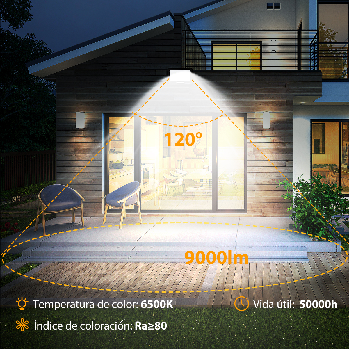 Reflector Led 100w Slim Ip65 Negro Luz Blanco Fro Exterior