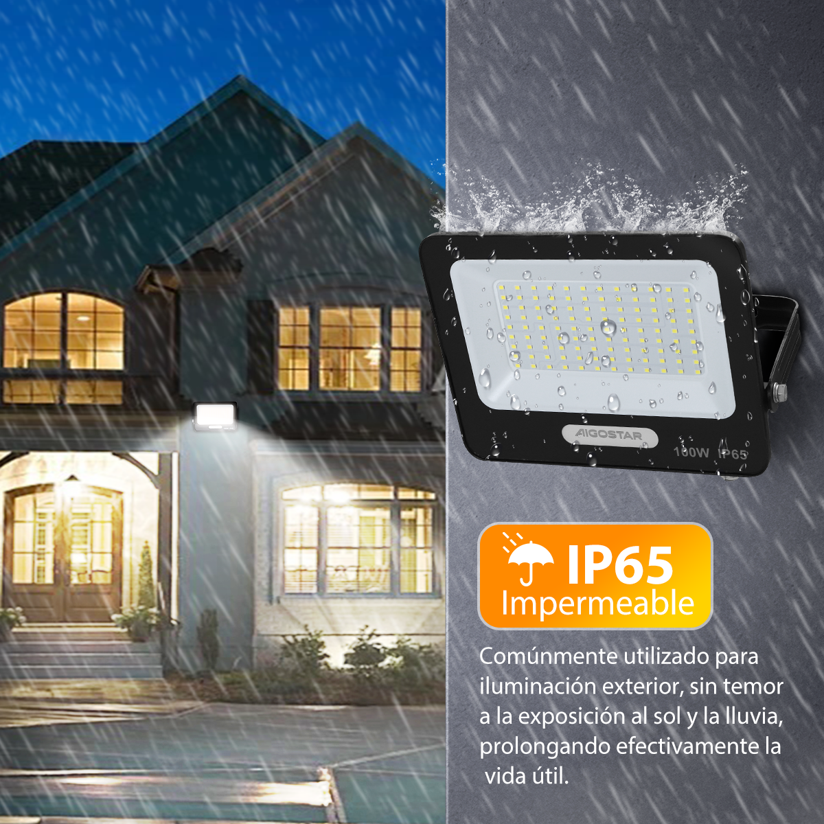 Reflector Led 100w Slim Ip65 Negro Luz Blanco Fro Exterior
