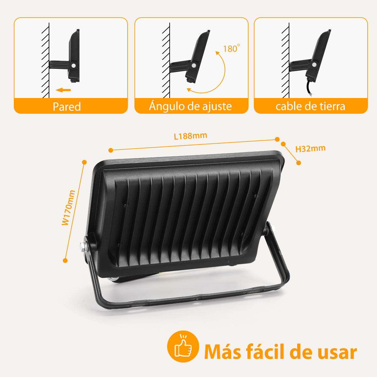 Reflector Led 100w Slim Ip65 Negro Luz Blanco Fro Exterior