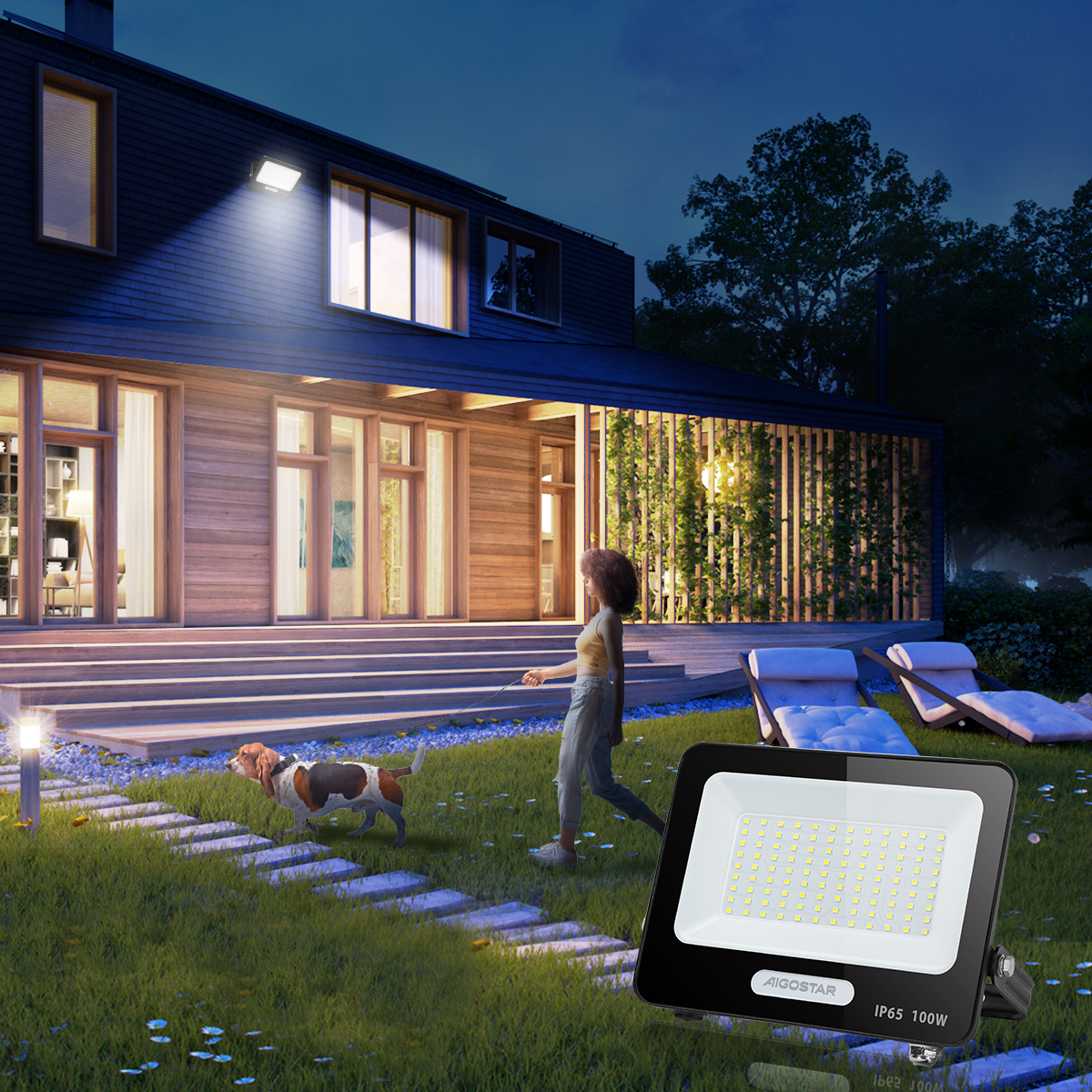 Reflector Led 100w Slim Ip65 Negro Luz Blanco Fro Exterior