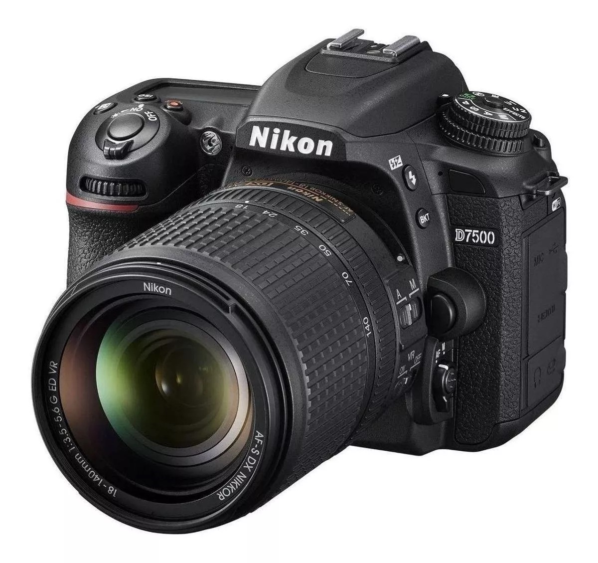 Camara Fotográfica y De Video Nikon Modelo D7500 DSLR 4K Con Lente DX Nikkor 18-140 mm f/3 1/2 - 5 1/2 ED VR Color Negro