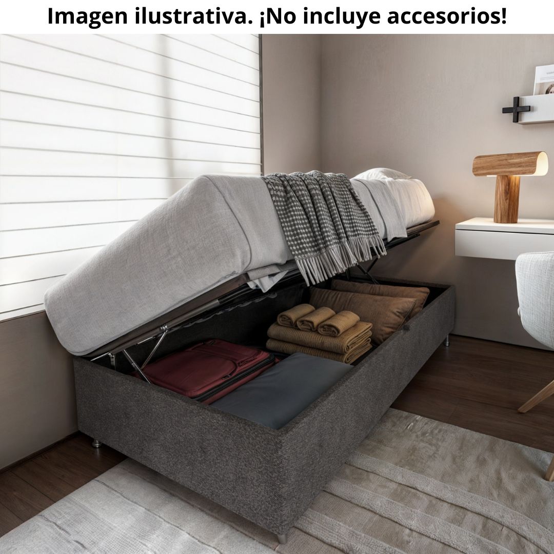 Cama Baúl Matrimonial Acero Gris Oxford 194 cm x 139 cm x 44 cm Resistente con Almacenamiento