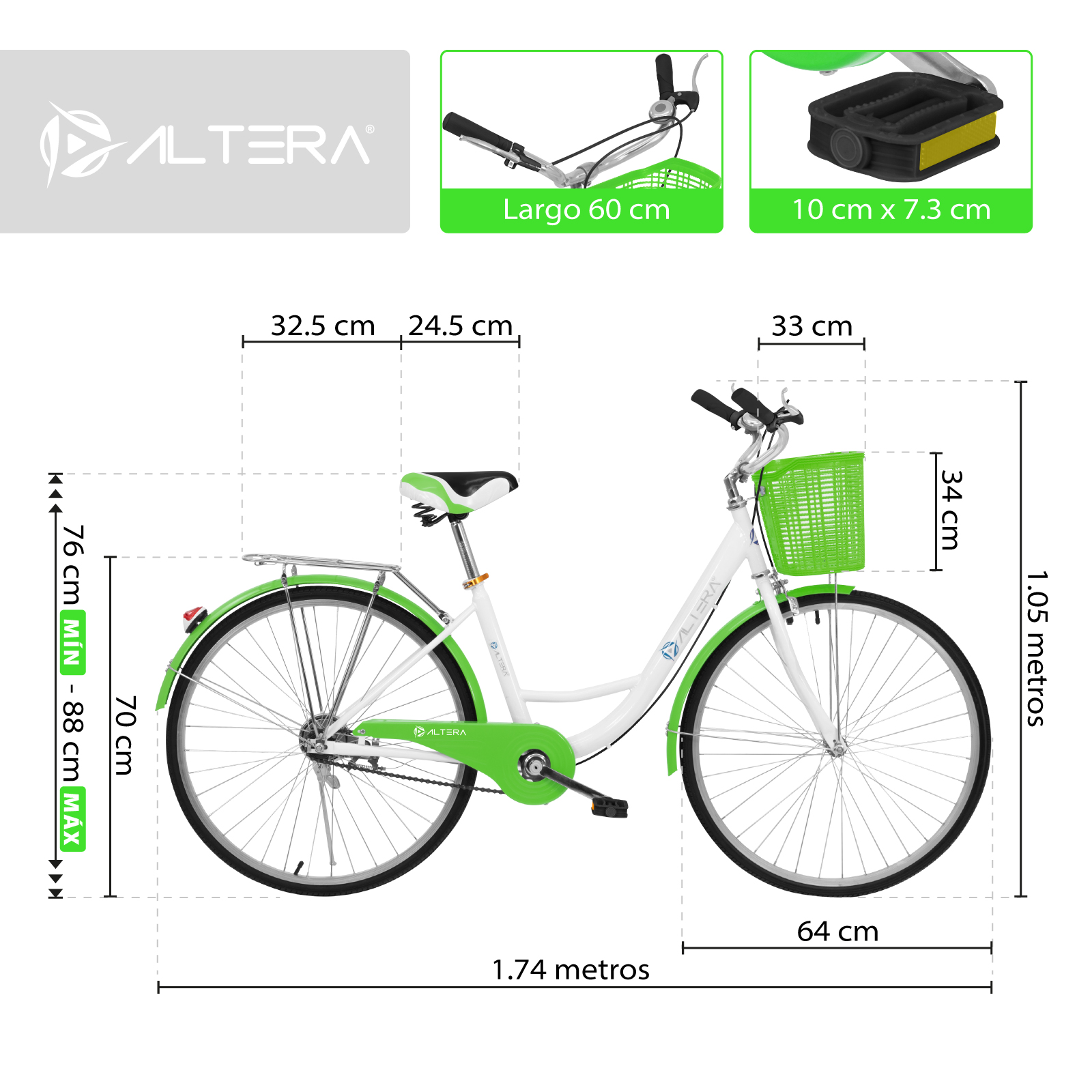 Bicicleta Para Dama Altera RBIKE-002 Diseño Retro Rodada 26