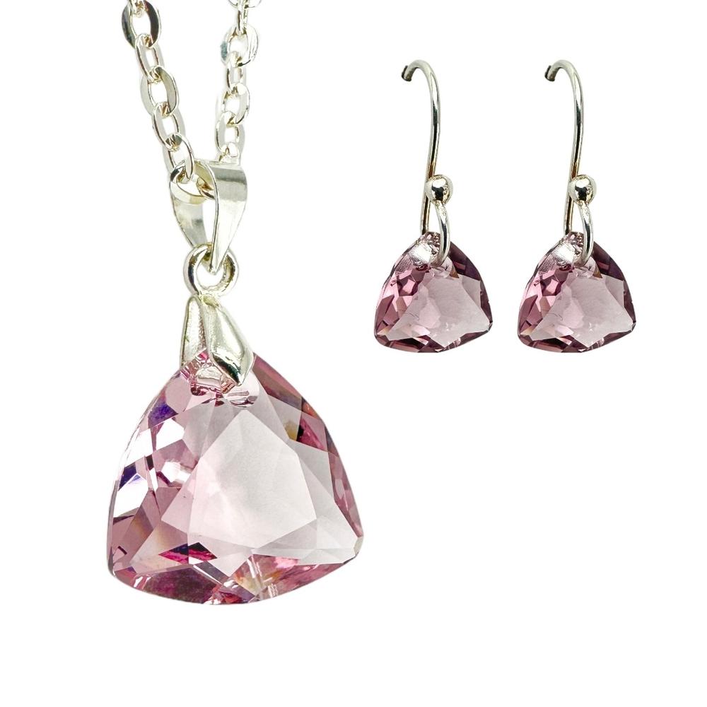 Set Collar Dije Trilliant Aretes Zvezda Plata 0.925 Mujer
