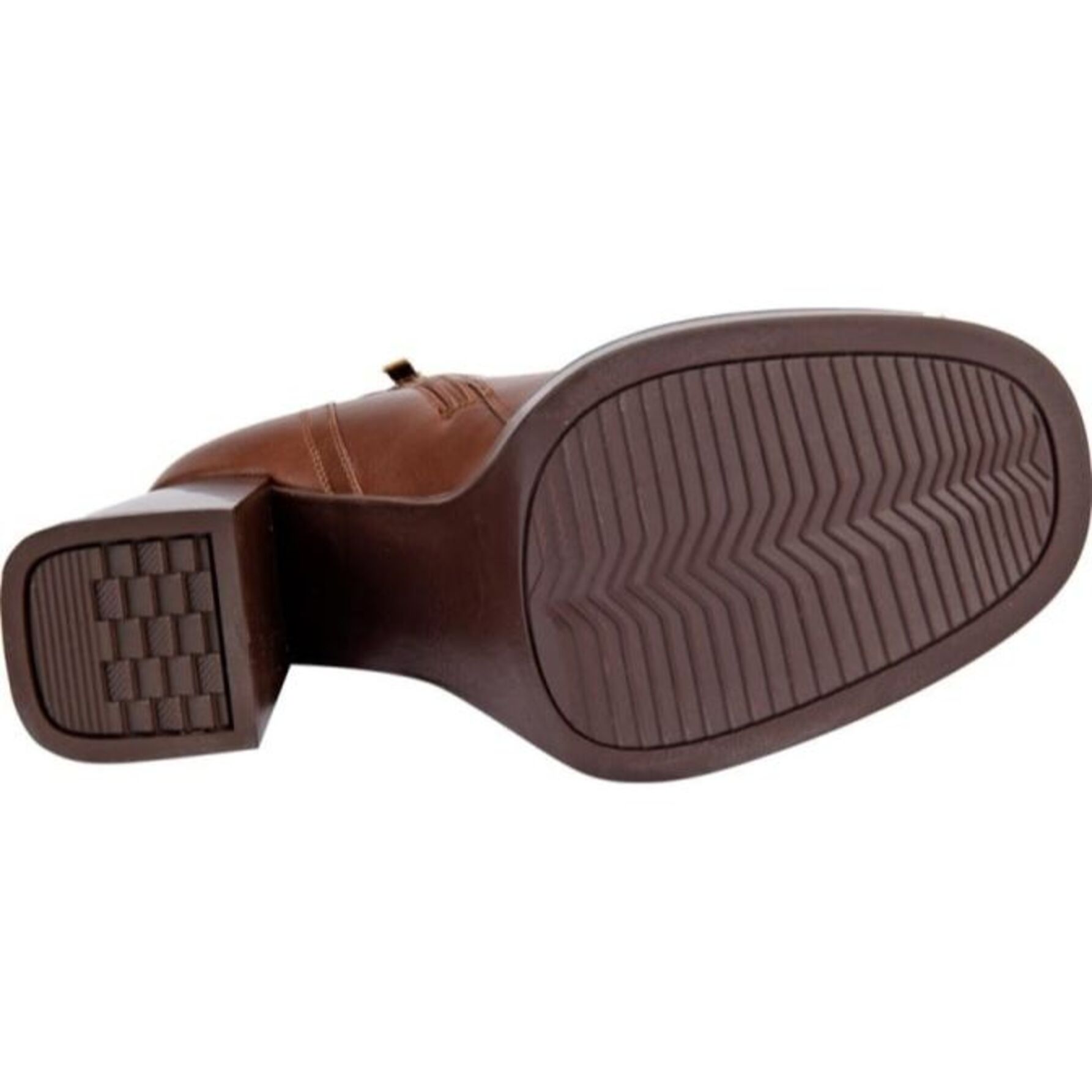 Botas para mujer, de vestir, con tacón ancho y hebilla, acabado napa, punta cuadrada, color cognac, marca Schatz, mod. 1141860