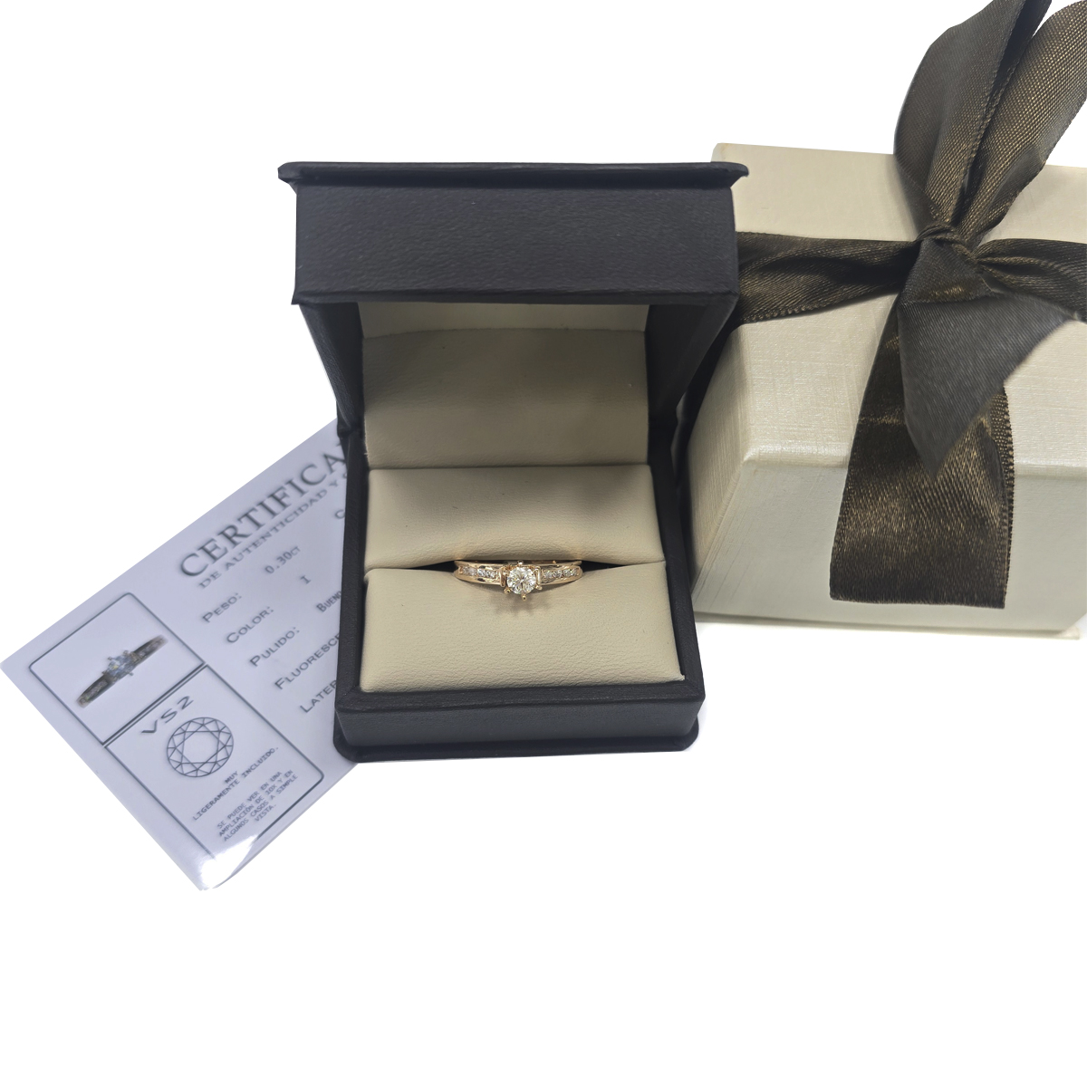 Anillo De Compromiso Oro Rosa De 14k Con 34cts
