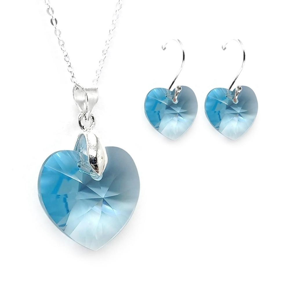 Set Collar Dije Corte Hearl Aretes Zvezda Plata 0.925 Mujer
