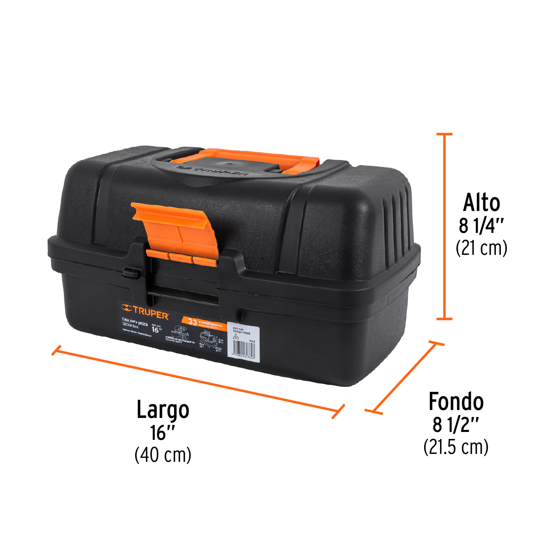 Caja para pesca de 16' con 3 bandejas deslizables, Truper