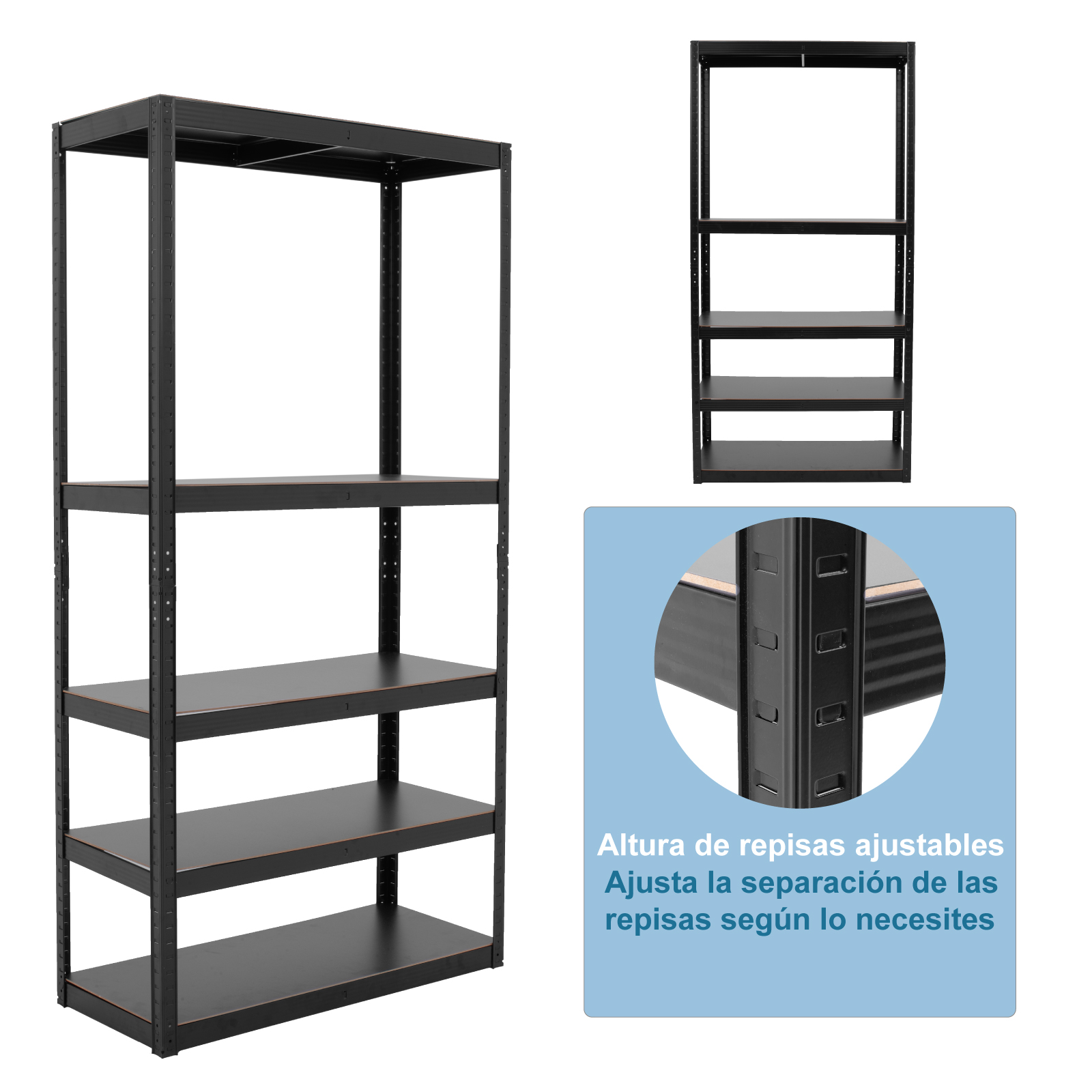 Estante Metalico Organizador Hogar Anaquel Rack 5 Niveles Negro