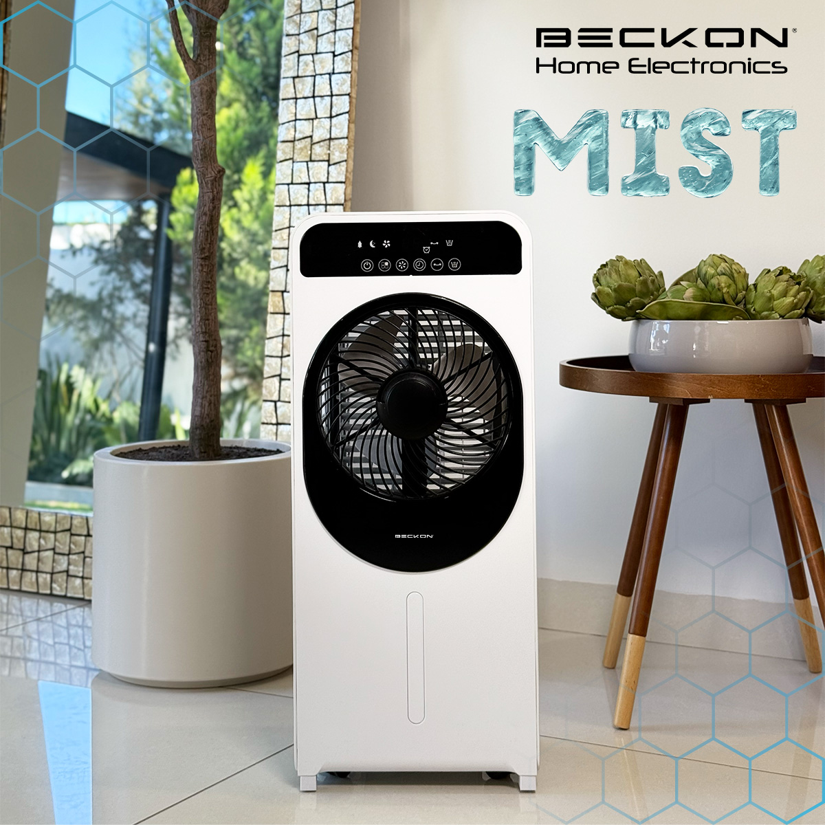 Ventilador Humidificador Rociador Nebulizador Brisa 68cm de alto Beckon BV-95Sea Silencioso Misting Fan Humidifier