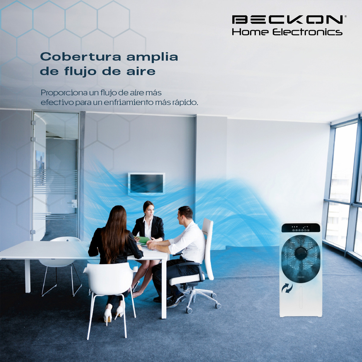 Ventilador Humidificador Rociador Nebulizador Brisa 68cm de alto Beckon BV-95Sea Silencioso Misting Fan Humidifier