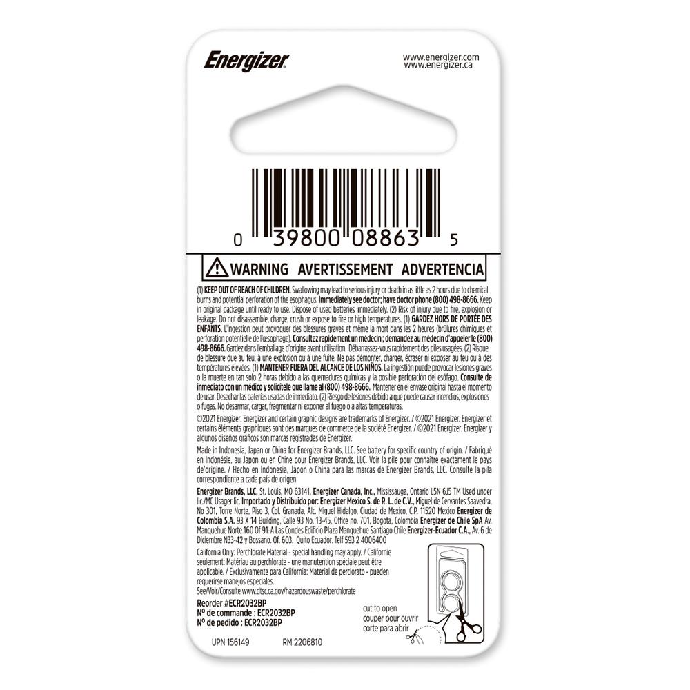 Energizer Boton Cr2032 3v Reloj Control Alarma