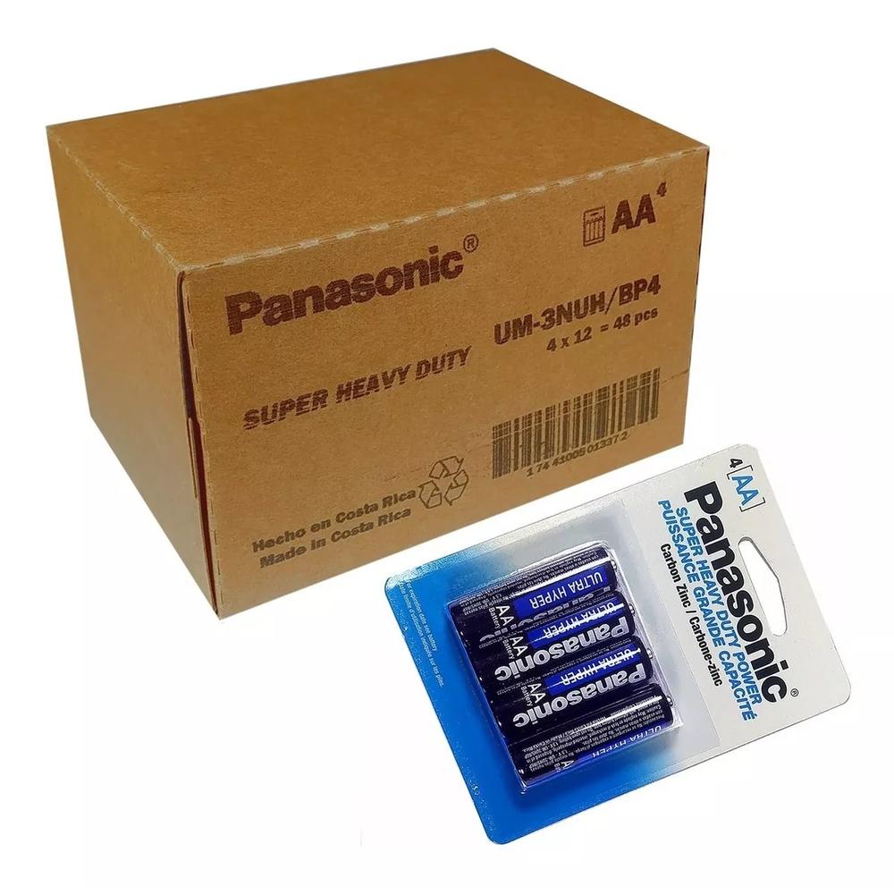 PILA PANASONIC CARBON ZINC AZUL AA CON 48 UNIDADES 1.5V