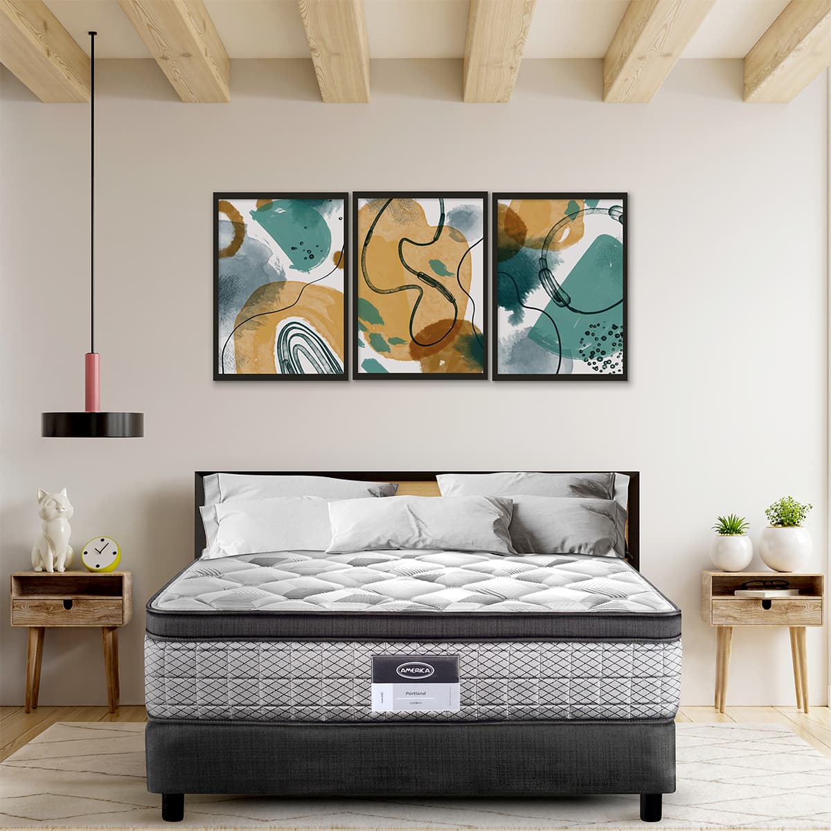 Colchón América Matrimonial Portland Con Tecnología Perfect Side Y Descanso Ortopédico