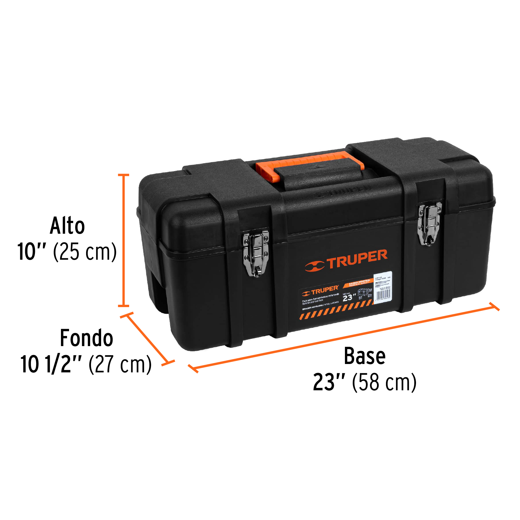 Caja para herramienta de 23" industrial, broches metálicos