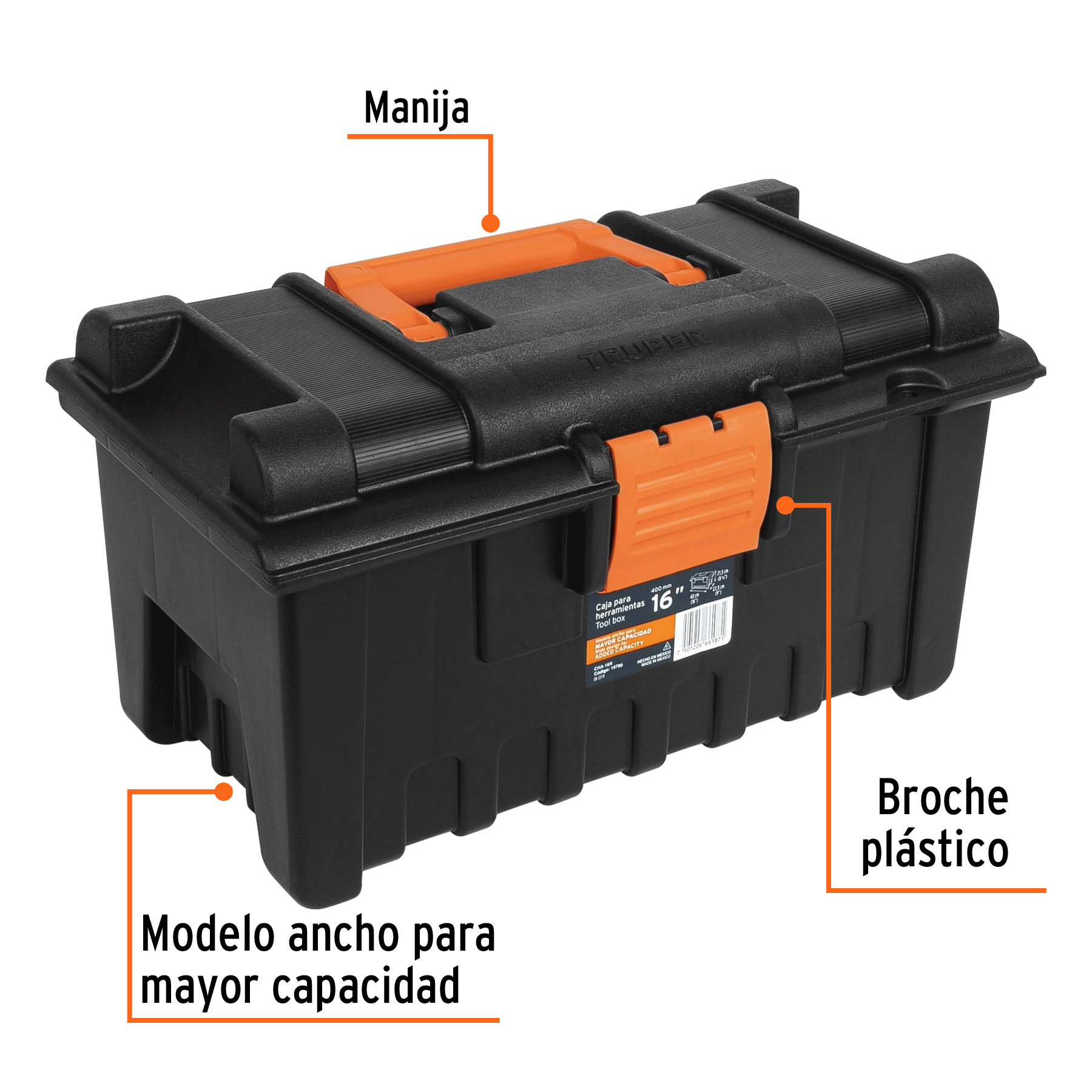 Caja para herramienta de 16" sin compartimentos, TRUPER