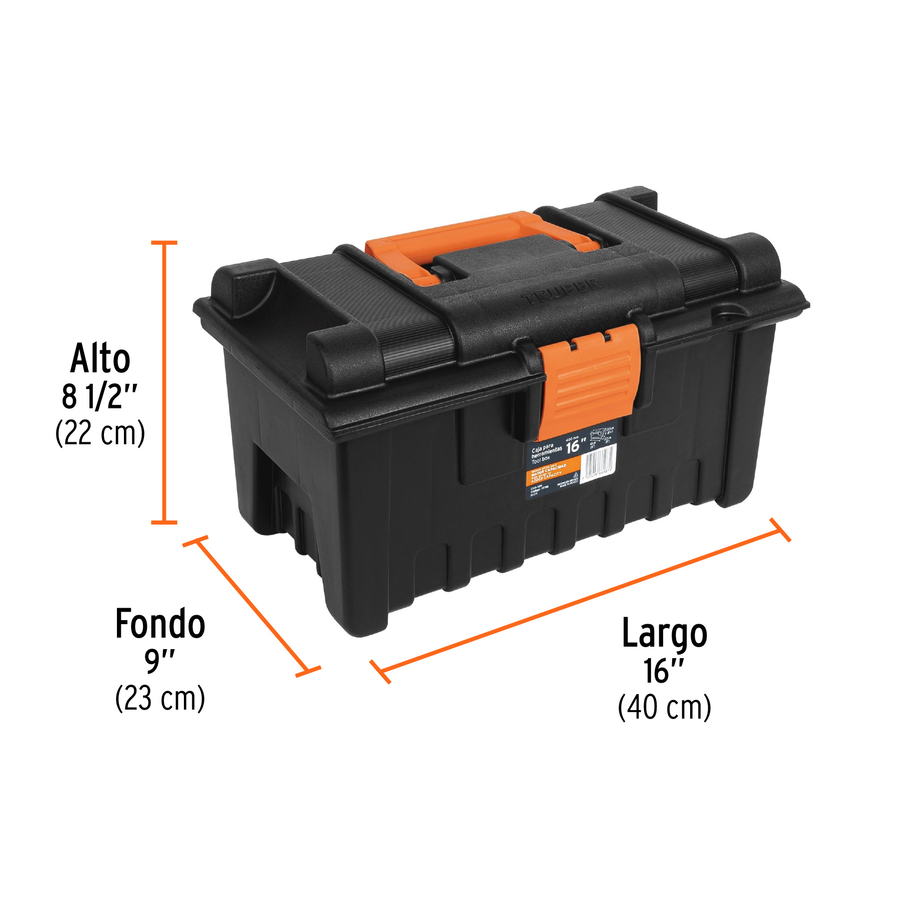 Caja para herramienta de 16" sin compartimentos, TRUPER