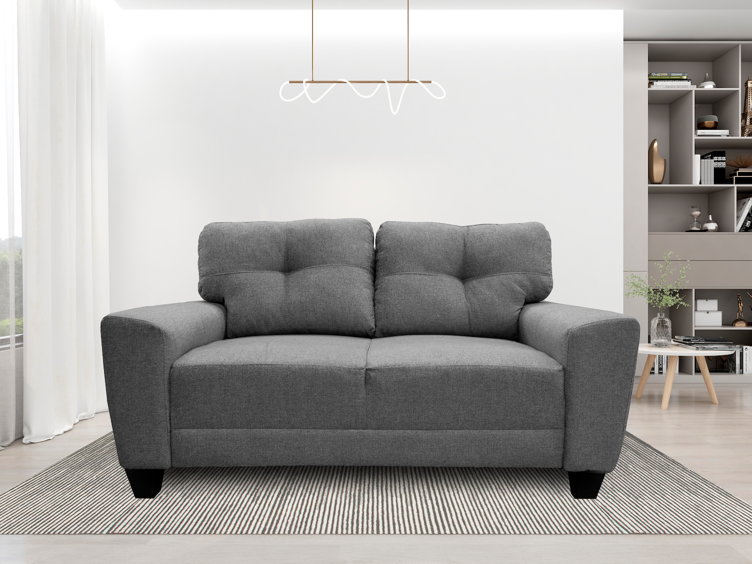 Love seat El Bazar Store Sidney Lino Gris plata 2 plazas, Modular, Moderno, Sala, Sofa