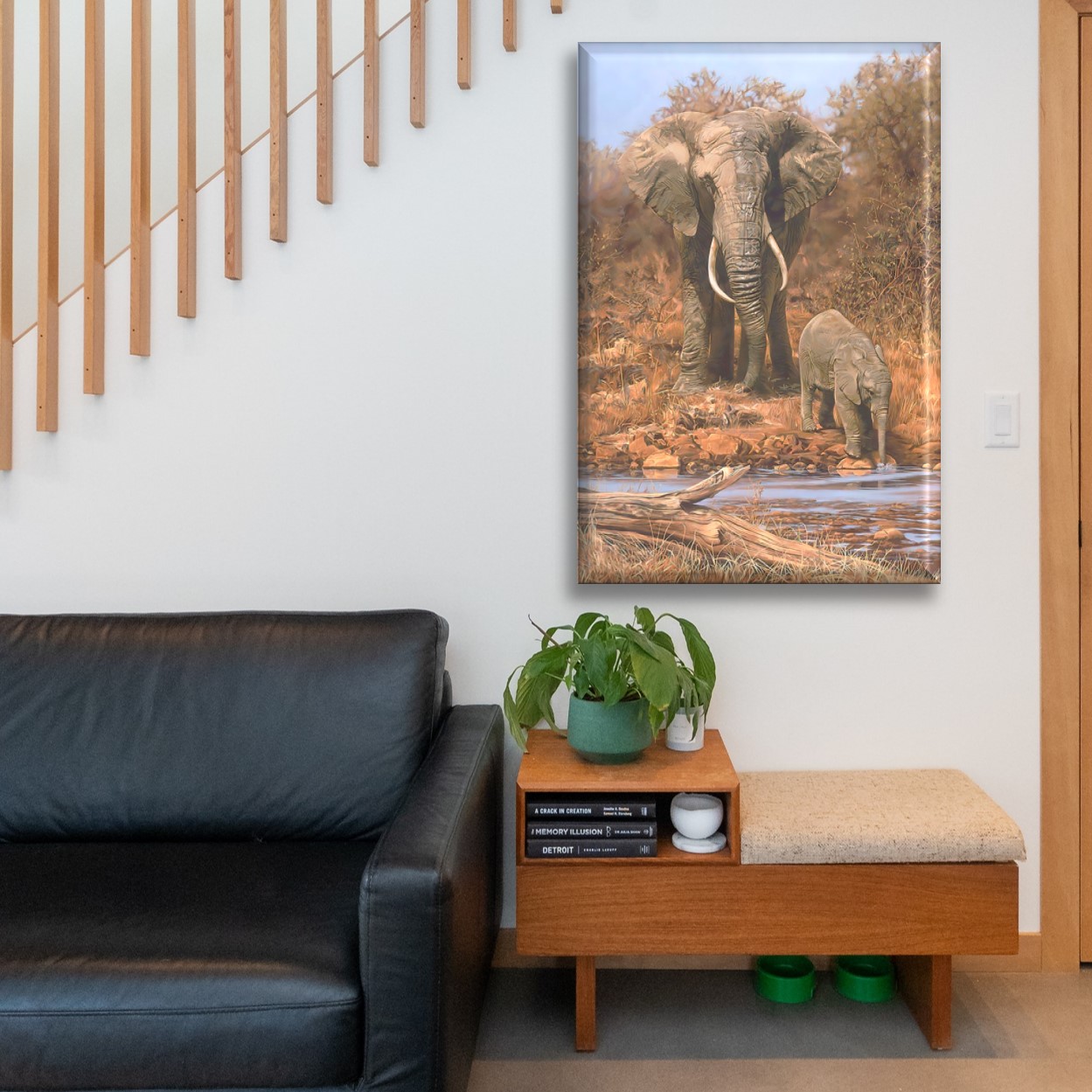 Cuadro Canva Decorativo Mamá y Bebé Elefantes 90X60 cm