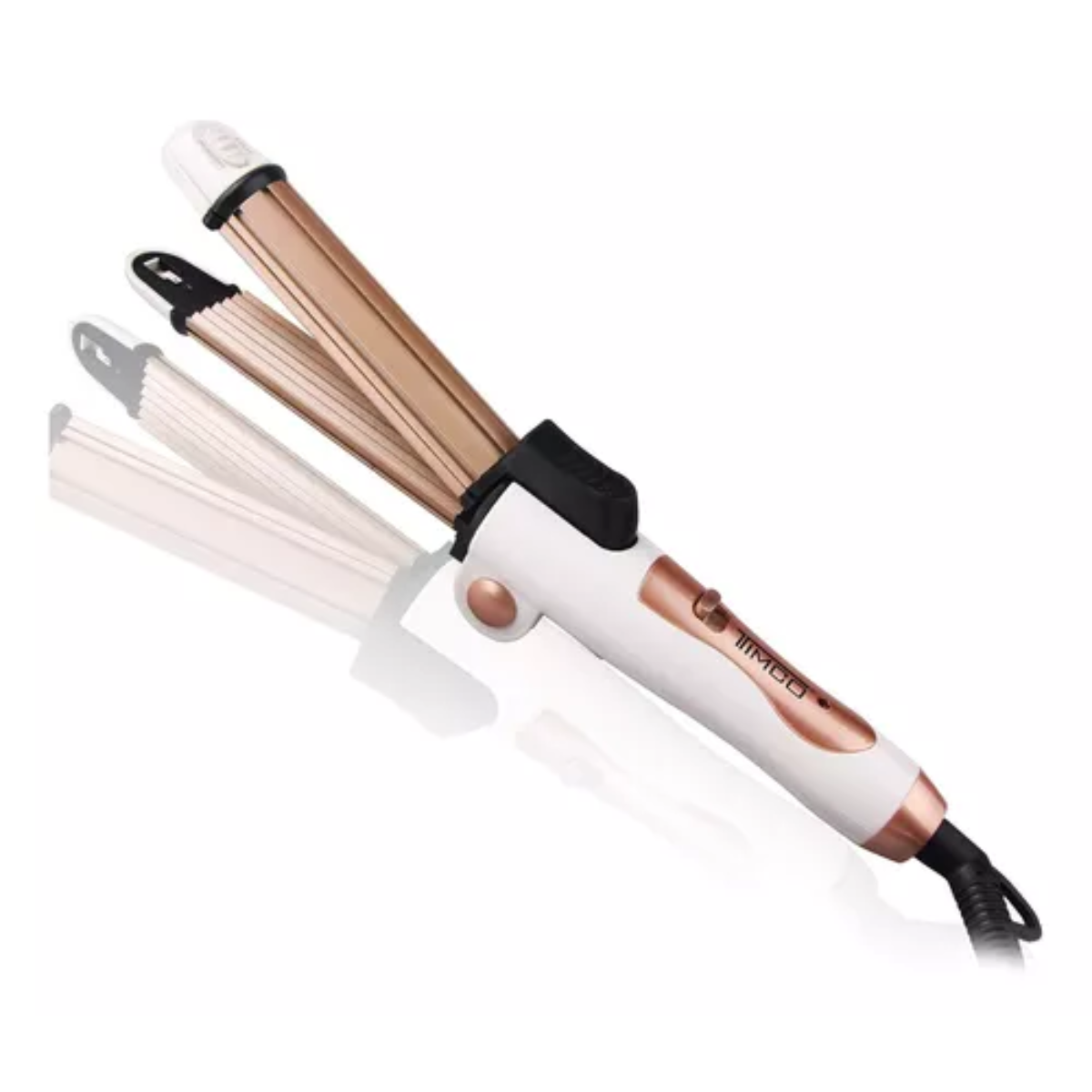 Rizadora Timco TP3 Plegable 3 en 1 (Rizadora, Alaciadora y Waflera) Blanca con Rosa Gold