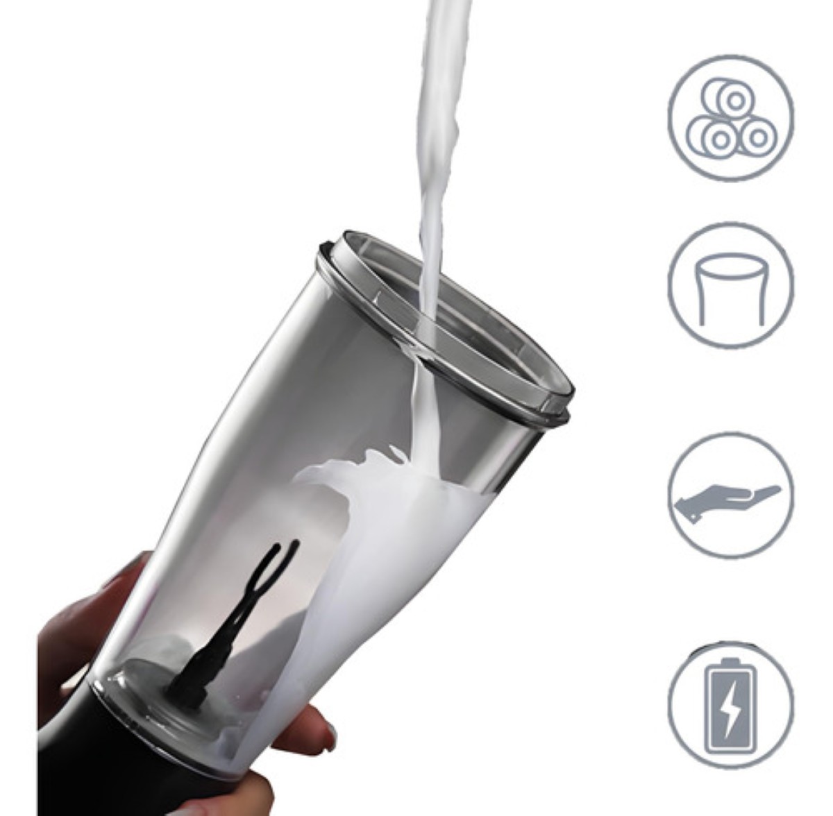 Vaso Mezclador Eléctrico De Proteínas Para Gimnasio transparente negro