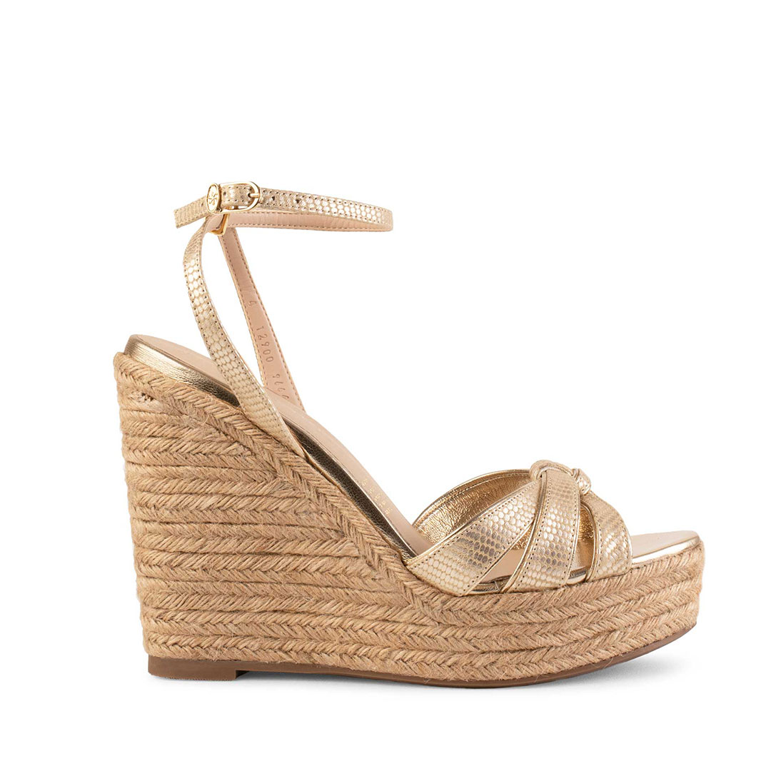 Alpargatas Para Mujer De Piel Sandalia Plataforma Davenia Arezzo Oro