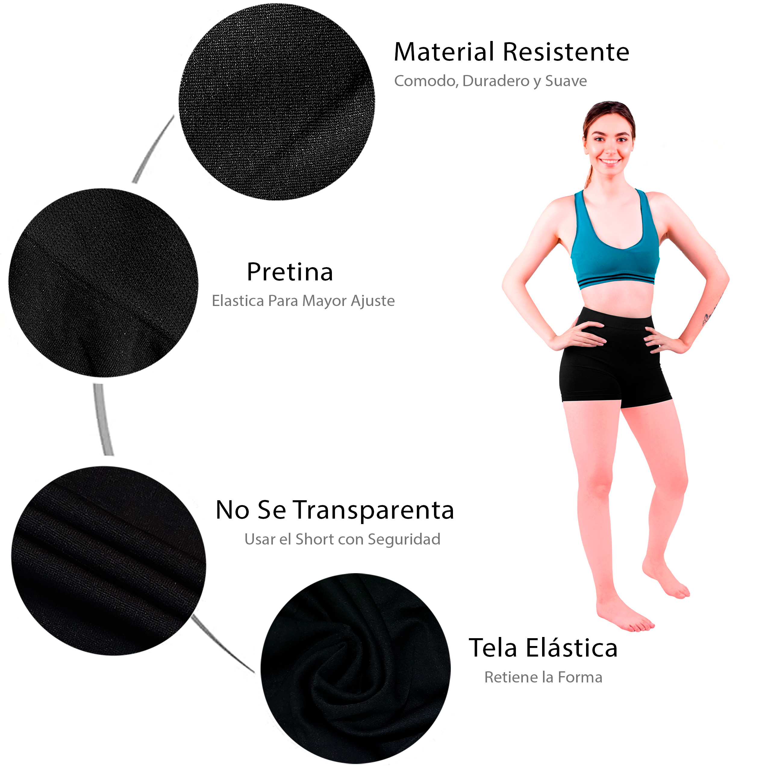 Short Licra Mujer, Negro, Corto, Unitalla, Deportivo, Dama, Atlético, Boxer, Entrenamiento, Pantalones Cortos, Biker