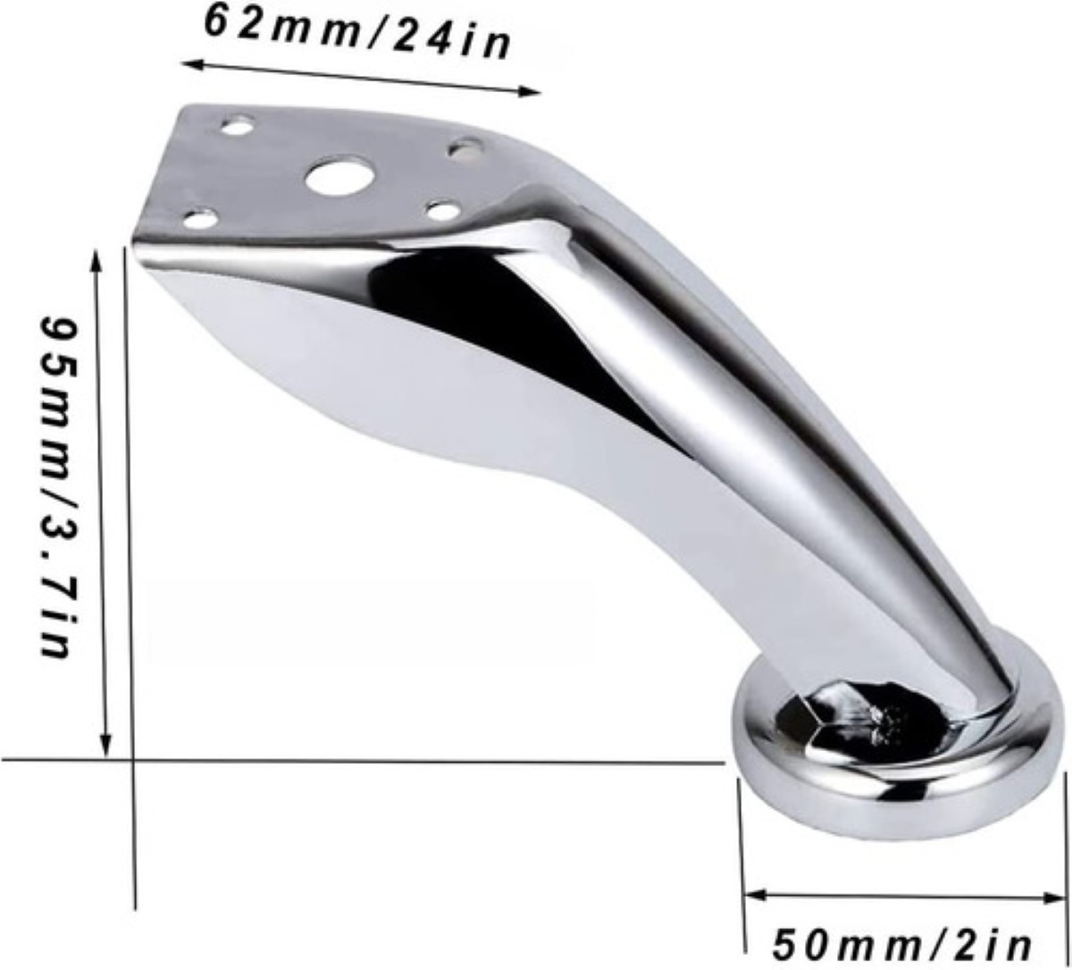 Patas Para Sofá Mueble Cama Curvas Cromo C/tornillos 4 Pzas PLATA 